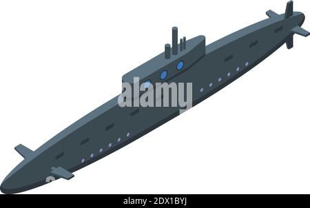 Symbol des militärischen U-Bootes. Isometrisch von Militär U-Boot-Vektor-Symbol für Web-Design isoliert auf weißem Hintergrund Stock Vektor