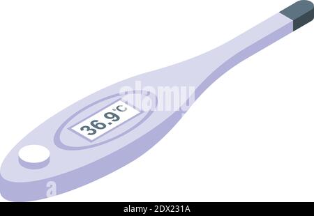 Symbol für digitales Thermometer der Anzeige. Isometrisches Symbol des digitalen Thermometer-Indikators für Webdesign isoliert auf weißem Hintergrund Stock Vektor