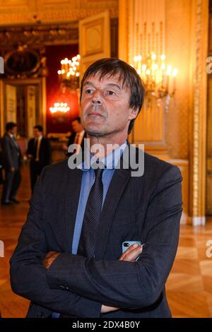 Nicolas Hulot nimmt an einem Empfang im Quai d'Orsay (Außenministerium) in Paris, Frankreich, am 7. Juli 2014 Teil. Foto von Ammar Abd Rabbo/ABACAPRESS.COM Stockfoto