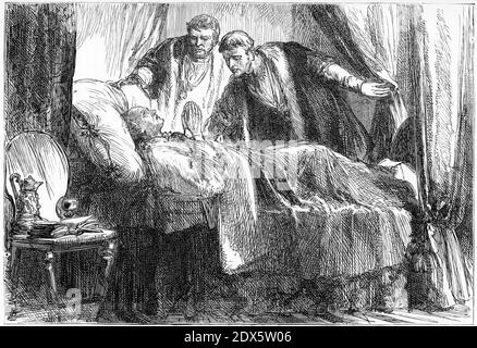 Stich von Martin Luther auf seinem Totenbett. Illustration aus "die Geschichte des Protestantismus" von James Aitken Wylie (1808-1890), Pub. 1878 Stockfoto