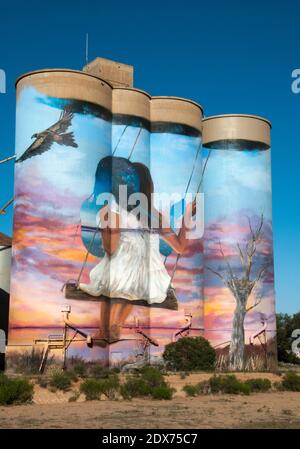 Silokunst von Drapl und dem Zookeeper am Sea Lake in der Mallee-Region von Victoria, Australien Stockfoto