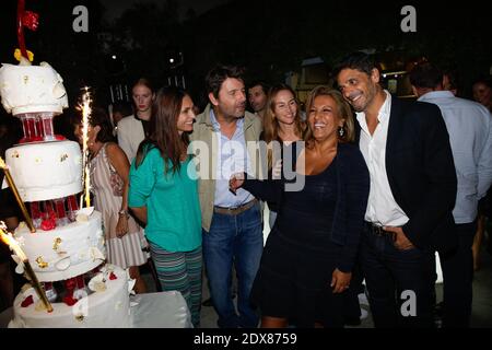 Adeline Blondieau, Jennifer Boccara, Philippe Lellouche und seine Frau Vanessa Demouy, Pascal Elbe und Nicole Calfan nehmen am 10. September 2014 an der Feier zum 10-jährigen Bestehen des "Hotel de Sers" in Paris Teil. Foto von Jerome Domine/ABACAPRESS.COM Stockfoto