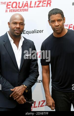 Regisseur Antoine Fuqua und Schauspieler Denzel Washington besuchen am 17. September 2014 den Film 'The Equalizer' Fotocall in Rom, Italien. Foto von Eric Vandeville/ABACAPRESS.COM Stockfoto