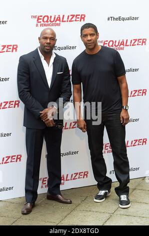 Regisseur Antoine Fuqua und Schauspieler Denzel Washington besuchen am 17. September 2014 den Film 'The Equalizer' Fotocall in Rom, Italien. Foto von Eric Vandeville/ABACAPRESS.COM Stockfoto