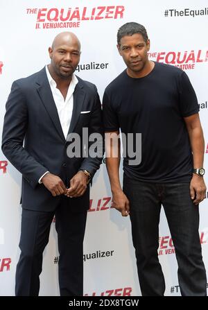 Regisseur Antoine Fuqua und Schauspieler Denzel Washington besuchen am 17. September 2014 den Film 'The Equalizer' Fotocall in Rom, Italien. Foto von Eric Vandeville/ABACAPRESS.COM Stockfoto