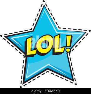 Lol Wort in Stern Pop Art Sticker-Symbol Stock Vektor