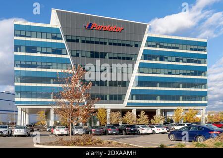 Mississauga, Ontario, Kanada - 23. Oktober 2019: Purolators Firmenzentrale in Mississauga, Ontario, Kanada. Stockfoto