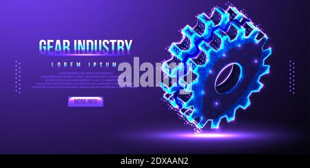 Zahnradverzahnung Industrie low poly Drahtmodell Vektorgrafik Stock Vektor
