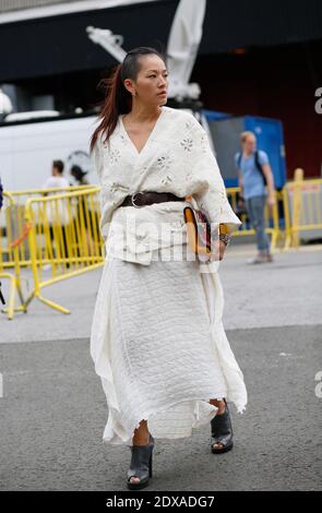 Tina Leung, Fashion Stylistin, Bloggerin, Street Style, nach Marc by Marc Jacobs Fashion Show, 12. AV 55. Stand und West Side Highway, während der Mercedes-Benz Fashion Week Spring-Summer 2015, New York City, NY, USA am 9. September 2014. Foto von Sophie Mhabille/ABACAPRESS.COM Stockfoto