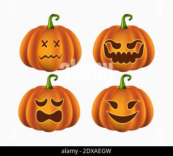Realistischer halloween Kürbis mit Gesichtern Stock Vektor