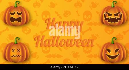 Happy halloween Hintergrund mit gruseligen Kürbissen Stock Vektor