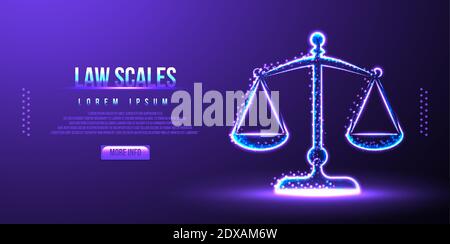 Gesetz Skalen, Richter Balance, Low-Poly Drahtmodell Vektor-Illustration Stock Vektor