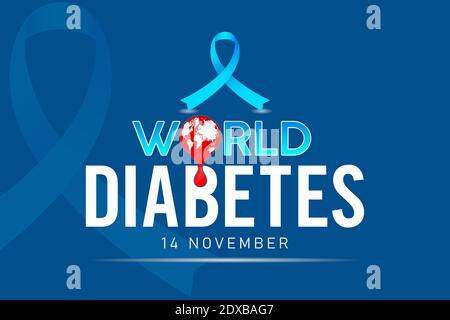Welt Diabetes Tag blauer Hintergrund, 14. November Kampagne oder Feiertag, anwendbares Plakat, Flyer, Bannerdesign mit Typografie-Texteffekt, blau Stock Vektor