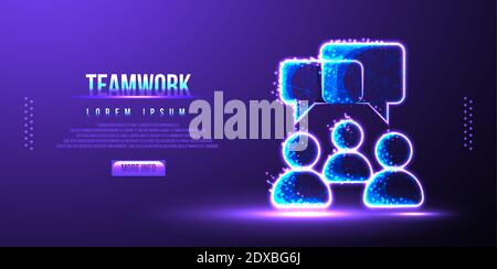 Führung, Teamarbeit Rede low Poly Drahtmodell Vektor Illustration Stock Vektor