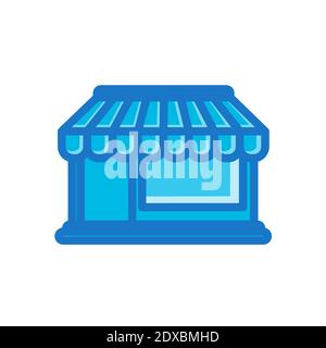 Vektorgrafik für das Shop-Building-Symbol auf weißem Hintergrund isoliert Stock Vektor