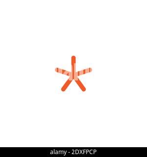 Orangefarbenes Sternchen-Fußnotensymbol. Flaches Symbol des Sternchens auf weißem Hintergrund isoliert. Vektorgrafik. Sternsymbol für weitere Informationen Stock Vektor