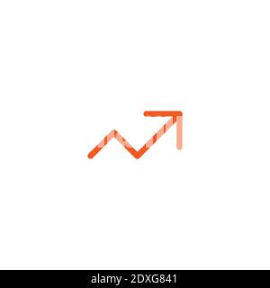 Rise rot dünn nach oben Pfeil. Erhöhen Symbol. Vektor flach Symbol isoliert auf weiß. Grafik-Linienvektor-Piktogramm Stock Vektor