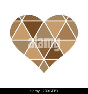 Goldene geometrische Liebe Herz mit Dreiecken Linien Stock Vektor