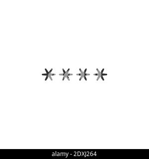 Fußnotensymbol mit vier Sternchen. Passwort, Parol-Zeichen. Flaches Symbol des Sternchens auf weißem Hintergrund isoliert. Vektorgrafik. Sternzeichen für mehr Stock Vektor