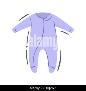 Baby Strampler oder Einteiler mit langen Ärmeln und Reißverschluss - isolierte Vektor-Illustration. Einfacher Body für Kinder. Legere Babykleidung oder Schlaftuch Stock Vektor