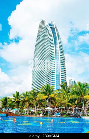 Luxus Atlantis Resort in Haitang Bay am Ufer des Südchinesischen Meeres. Sanya, Insel Hainan, China. Stockfoto