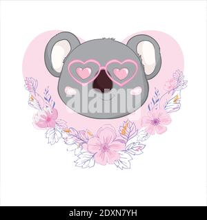 Cute Koala isoliert auf weißem Hintergrund. Vektorgrafik. Design für Kinderkarte, T-Shirt. Stock Vektor