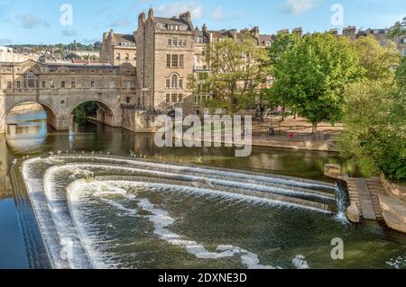 Pulteney Brücke über den Fluss Avon, Bath, Somerset, England Stockfoto