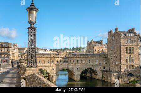 Pulteney Brücke über den Fluss Avon, Bath, Somerset, England Stockfoto