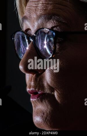 FRA - POLITIQUE - CONFÉRENCE DE PRESSE DE MARINE LE PEN ET JORDAN BARDELLA A Chantepie dans le Sud de Rennes, conférence de Presse suivi d'un apéritif Stockfoto