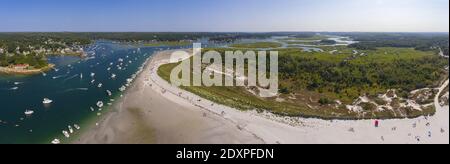 Wingaersheek Beach Panorama Luftaufnahme in Gloucester, Cape Ann, Massachusetts, MA, USA. Stockfoto