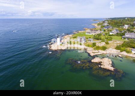 Annisquam Harbour Lighthouse, Blick von oben, Gloucester, Cape Ann, Massachusetts, MA, USA. Dieser historische Leuchtturm wurde 1898 am Fluss Annisquam erbaut. Stockfoto
