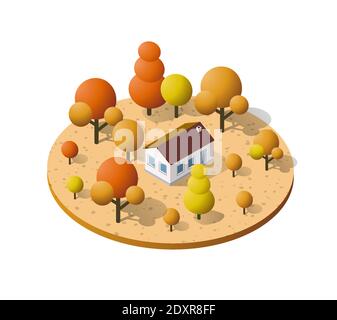 Bauernhof Bäume natürlichen Wald Stock Vektor