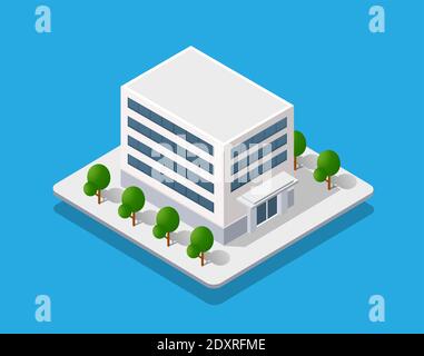 Isometrische Stadt mit Straßen mit Straßen Stock Vektor