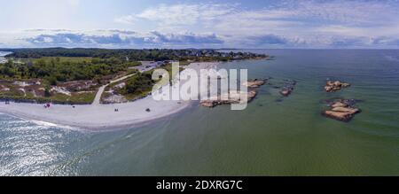 Wingaersheek Beach Panorama Luftaufnahme in Gloucester, Cape Ann, Massachusetts, MA, USA. Stockfoto