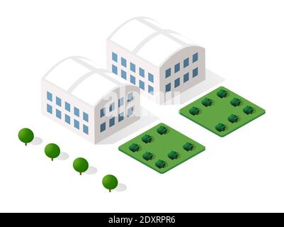 Städtischer industrieller isometrischer 3d architektonischer Flachplan Stock Vektor