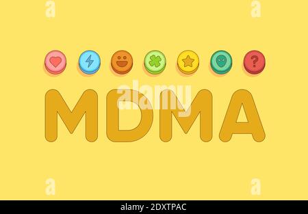 MDMA Wort und Zeile der Ecstasy Pillen Banner Stock Vektor