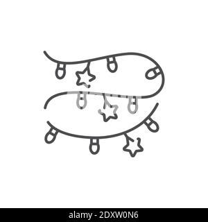 Weihnachten Girlande Farbe Linie Symbol. Leuchtende Lichter. Bearbeitbare Kontur. Stock Vektor