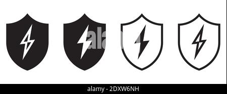 Blitze abschirmen. Satz von Schildsymbolen. Vektorgrafik. Schutzsymbole Stock Vektor