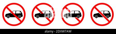 Stoppschild. Kein Car-Symbol isoliert. Rote Verbotsschilder. Vektorgrafik. Verbotenes Auto Stock Vektor