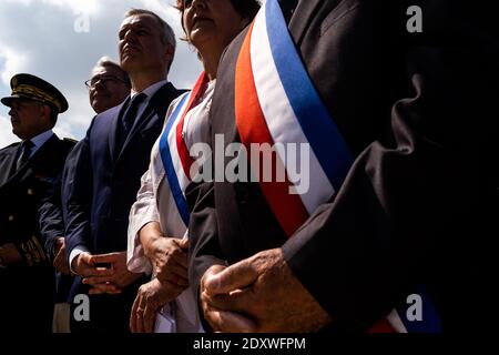 FRA - FRANCOIS DE RUGY EN BRETAGNE François de Rugy, Ministre d’État, Ministre de la Transition écologique et solidaire, inure et visite la Central Stockfoto