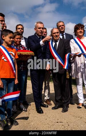 FRA - FRANCOIS DE RUGY EN BRETAGNE François de Rugy, Ministre d’État, Ministre de la Transition écologique et solidaire, inure et visite la Central Stockfoto