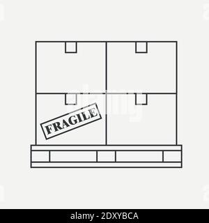 Boxen auf einer Palettenlinie Symboldarstellung für Logistik. Vektor-Design auf weißem Hintergrund. Stock Vektor