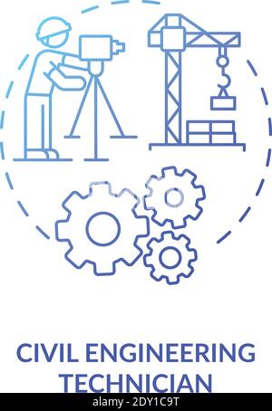 Symbol für blaues Gradientenkonzept für Bauingenieurtechniker Stock Vektor