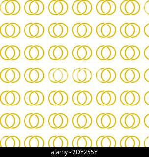 Goldene Ringe Nahtloses Muster. Vektorgrafik auf weißem Hintergrund. Druck auf Papier, Stoff, Keramik. Stock Vektor