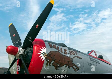 Ein Republic P-47D Thunderbolt, ein Kampfflugzeug aus der Zeit des Zweiten Weltkriegs. Stockfoto