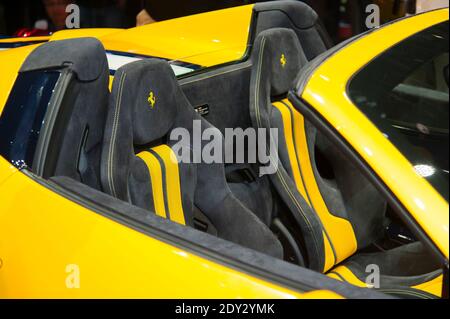 Der neue Ferrari 458 Speciale A während des Pressetag des Pariser Automobilsalon, bekannt als Mondial de l'Automobile in Paris, Frankreich, am 2. Oktober 2014. Foto von Nicolas Genin/ABACAPRESS.COM Stockfoto