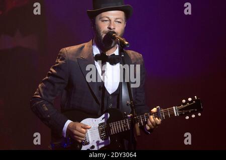 Der französische Sänger Christophe Mae tritt am 30. September 2014 im Palais Nikaia in Nizza in Südfrankreich auf. Foto von Syspeo.R/ABACAPRESS.COM Stockfoto