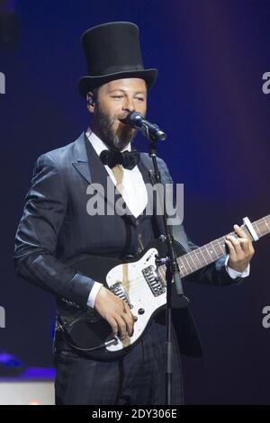 Der französische Sänger Christophe Mae tritt am 30. September 2014 im Palais Nikaia in Nizza in Südfrankreich auf. Foto von Syspeo.R/ABACAPRESS.COM Stockfoto