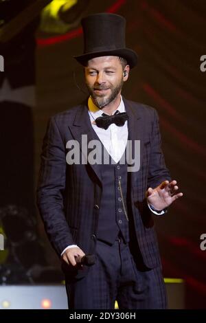 Der französische Sänger Christophe Mae tritt am 30. September 2014 im Palais Nikaia in Nizza in Südfrankreich auf. Foto von Syspeo.R/ABACAPRESS.COM Stockfoto