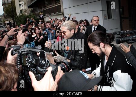 Bill Kaulitz von der deutschen Band Tokio Hotel verlässt den Radiosender NRJ in Paris, Frankreich, am 08. Oktober 2014. Foto von Audrey Poree/ABACAPRESS.COM Stockfoto